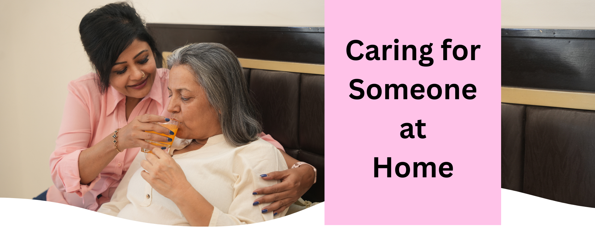 A girl helping her mum have a drink
